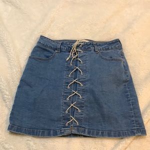 Pacsun Tie Up Adjustable Denim Jean Skirt